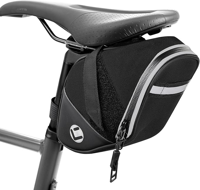 WOTOW Bike Saddle Bag - Waterproof Strap-on Bike Seat Bag - Reflective Bicycle Under Seat Storage Pouch for Road Mountain Bike Cycling Travel