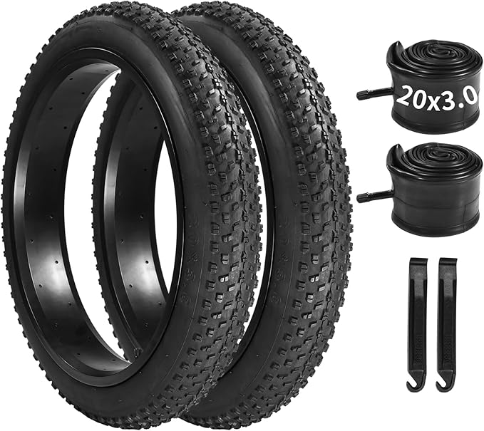 20 x 3.0 in Fat Bike Tires & Tubes, 20 Inch Fat Tire Folding Tires, 76-406 20x3.0 Ebike Tires with Levers, 20x 3.0 Electric Bike Tire for Mountain Bikes & Ebikes