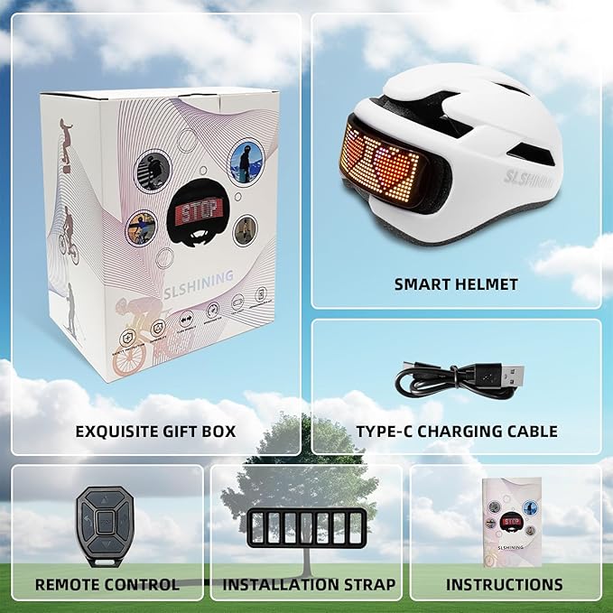 Smart Bike Helmet with Light: Bicycle Helmets for Adult Teens for Mountain & Road Cycling Electric Scooter Skateboard Skating