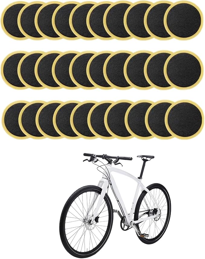 30 Pcs Bycicles Inner Tube Puncture Patches Glueless Tire Puncture Repair Patches for Motorcycle Road Mountain Bicycles Tire Puncture Patches Repair Simple Self Adhesive Bicycles Tire Repair Kits