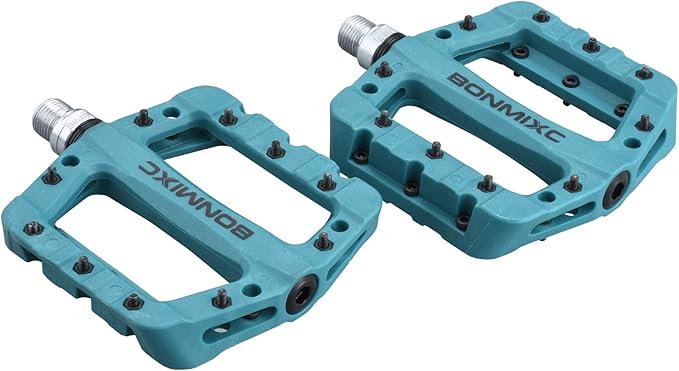 Mountain Bike Pedals Nylon Lightweight MTB Pedals Non-Slip Bicycle Pedals Large Platform Sealed Bearing 9/16” Thread