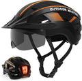 OutdoorMaster Adult Bike Helmet - Bicycle Helmet with Rechargeable Rear LED Light, Detachable Magnetic Goggles, Removable Sun Visor - Suitable for Commuting and Cycling for Men and Women