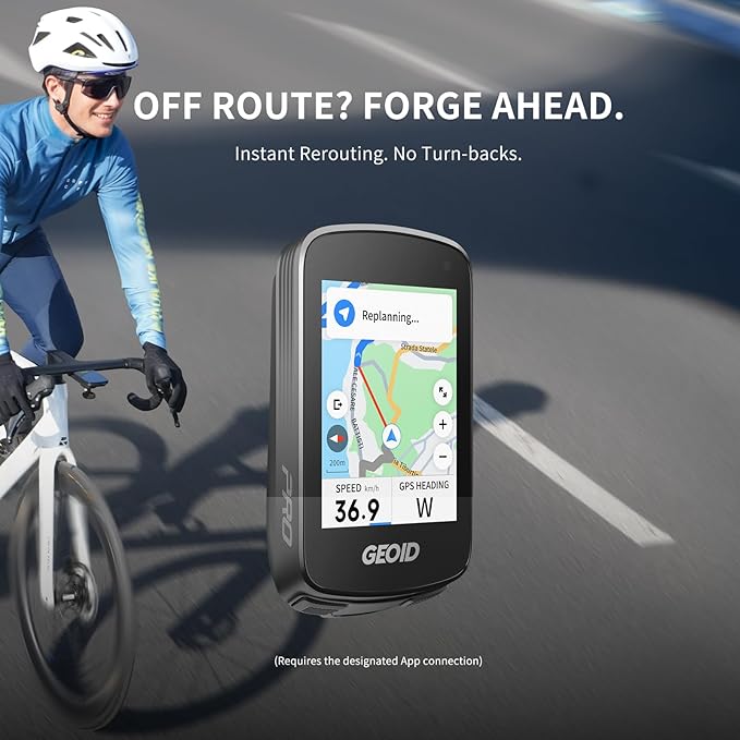 GEOID CC700 Pro 2.8" Color Touchscreen GPS Bike/Cycling Computer, Map Navigation with Re-Route Planning, WiFi Auto-Sync, ANT+/Bluetooth, Message Notification, IPX7 Waterproof, Free Indoor Training
