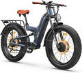 FREESKY 4000W Dual Motor Electric Bike for Adults, 48V 30AH Samsung Cells Battery 120Miles Range, 40MPH AWD Fast E-Bike, 26" Fat Tire Full Suspension Electric Mountain Bike, UL2849 Certified by TÜV