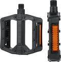 Nylon Bike Pedals with Ball Bearings, Anti-Slip Surface, Reflective Strips, One-Piece PP/Black Nylon, Boron Axle, 4.25"x4.06"x1", Standard 9/16" ≈ 0.56" Durable for MTB, Road & Commuter Bikes