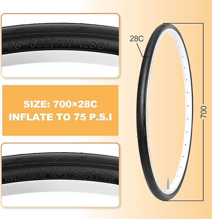 Hycline Road Bike Replacement Tire: 700x25C/700x28C/700Cx35C Folding High-Performance Wear-Resistant Bicycle Tires for City Commuter Road