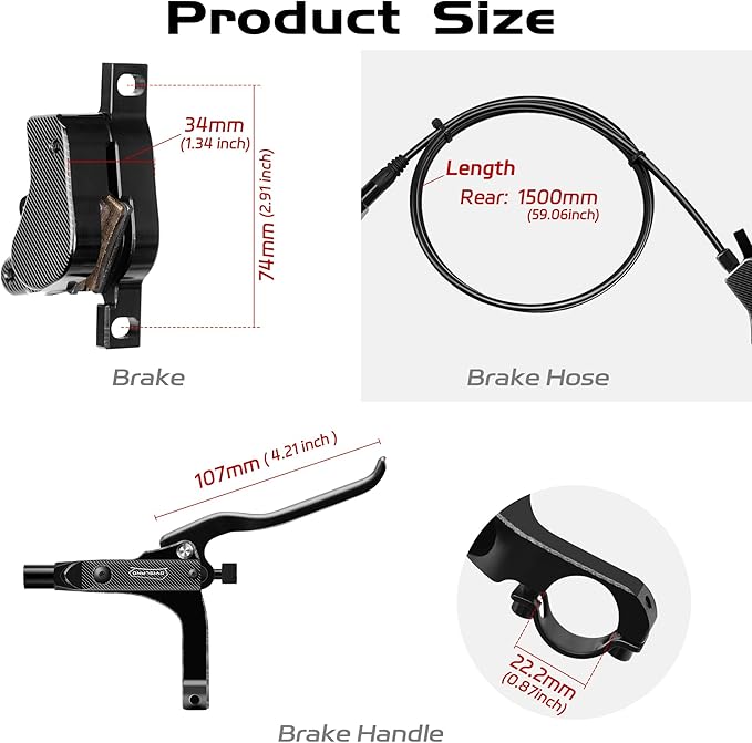 SD-230X MTB Hydraulic Disc Brake Set 2-Pistons/4-Pistons,Aluminum Front and Rear Two-Finger Brake levers,Brake Kit for Mountain Bike