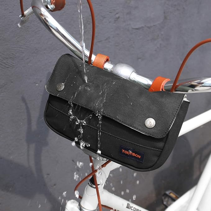TOURBON Bike Handlebar Bags, Bike Bags, Waterproof Canvas