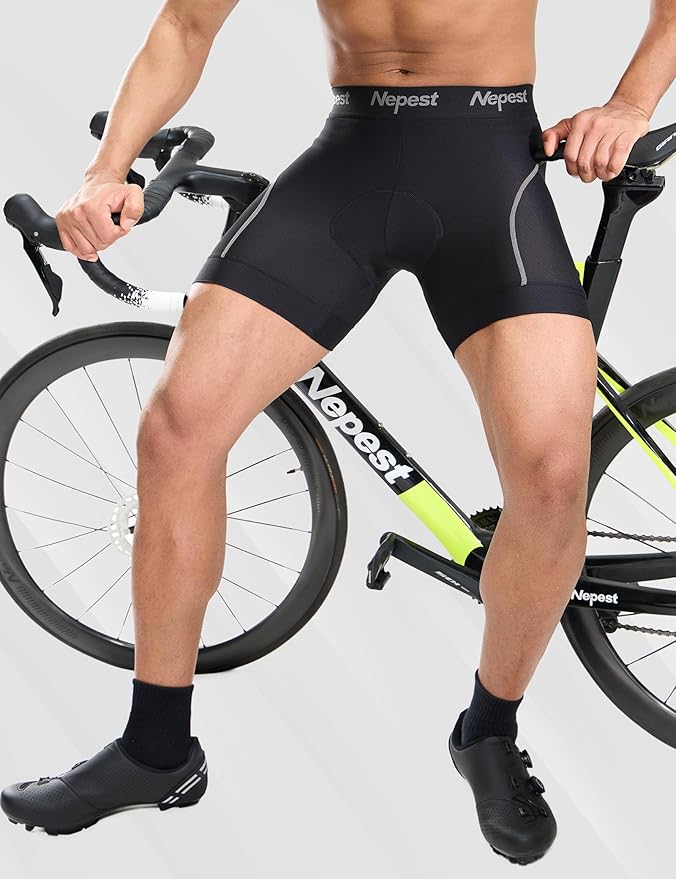 Nepest Mens Cycling Underwear 4D Padded Bike Shorts MTB Liner Mountain Bicycle Tights for Riding