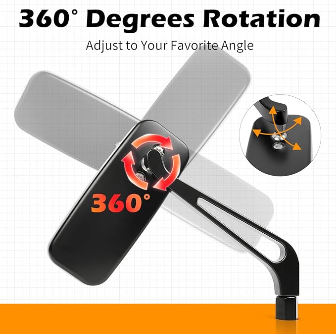 8mm/10mm Black Motorcycle Rectangle Handlebar Rearview Mirrors Compatible with Harley Street Glide Road King Softail Sportster Iron 883 XL1200 Chopper Softail