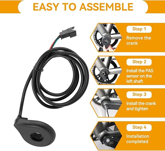 Pedal Assist Sensor, Bike Pedal Assist Kit Electric Assistant Speed Sensor with 12 Magnets Cycling Accessories for Road Mountain Bike