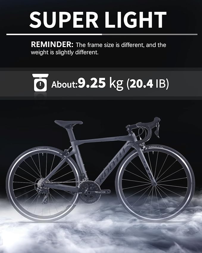 KOOTU Carbon Road Bike,700C Wheels Commuter Bicycle for Men and Women,Racing Bicycle with Shimano 105 R7000 22S Speeds Groupset Ultra-Light Bicycle