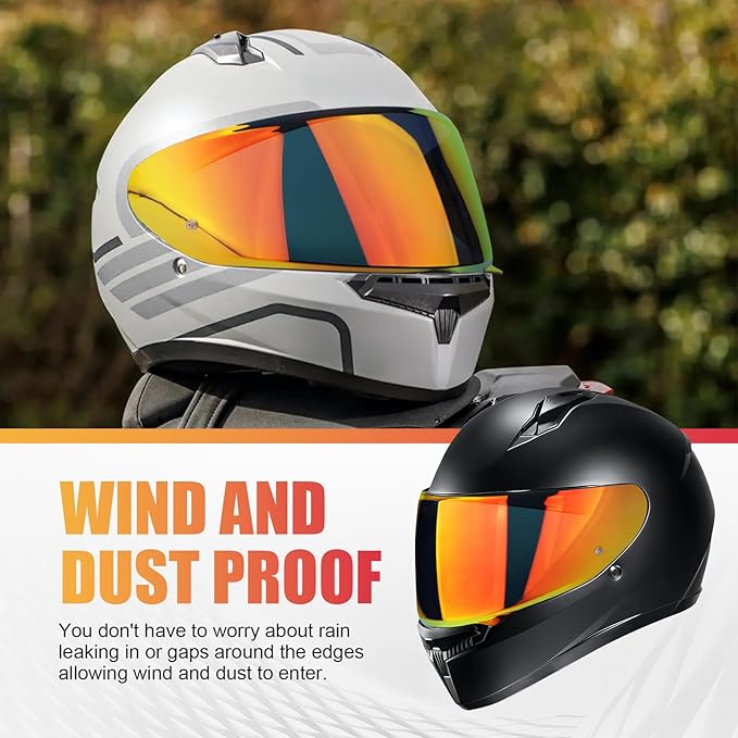 LKV HJ-34P Helment Visor Replacement - HJC C10 Motocycle Helmet Visor UV Protection Face Shield Compatible With HJ34P HJC C10 (Gold Red)