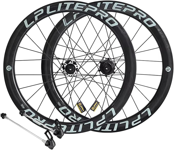 20in Carbon Fibre Folding Bike Wheelset, Quick Release BMX Bicycle Wheel Rim 24H 100/135mm, Marble Pattern Rims