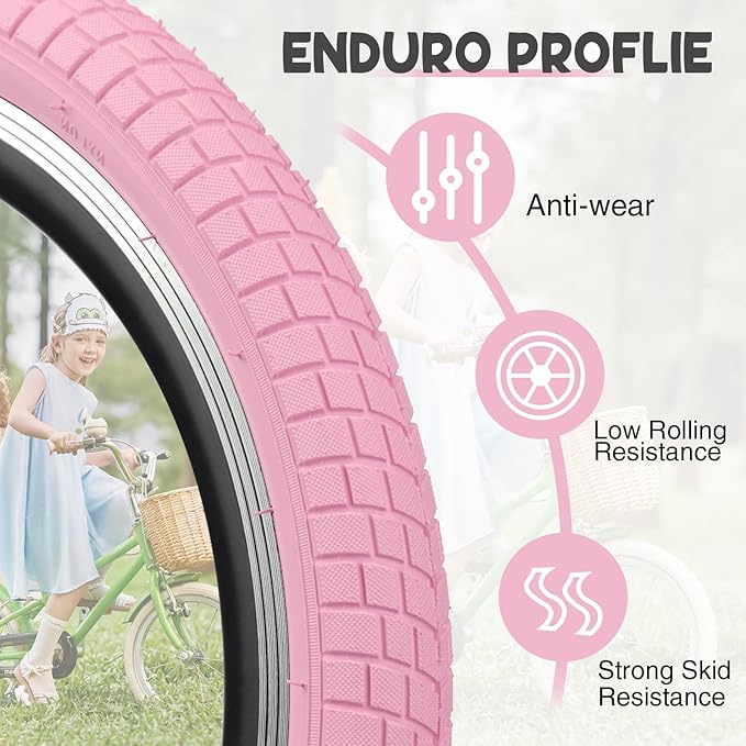 12/16/20x2.125 Bike Tires 1/2 Pack 12/16/20 Inch Kids Folding Replacement Tire/Tube Suitable for Tires 12/20x2.1 12/16/20x2. 125 12/20x2.25, Multiple Colors