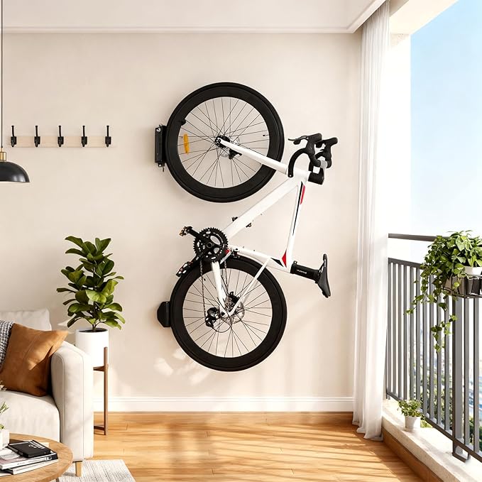 Cyfie Bike Rack Wall Mount, 150° Swivel & Space Saving, Garage Bike Hanger Hooks, Indoor Vertical Hanging Bike Rack Wall Mount Bicycle Mount Wall for Road Bike, Mountain Bike