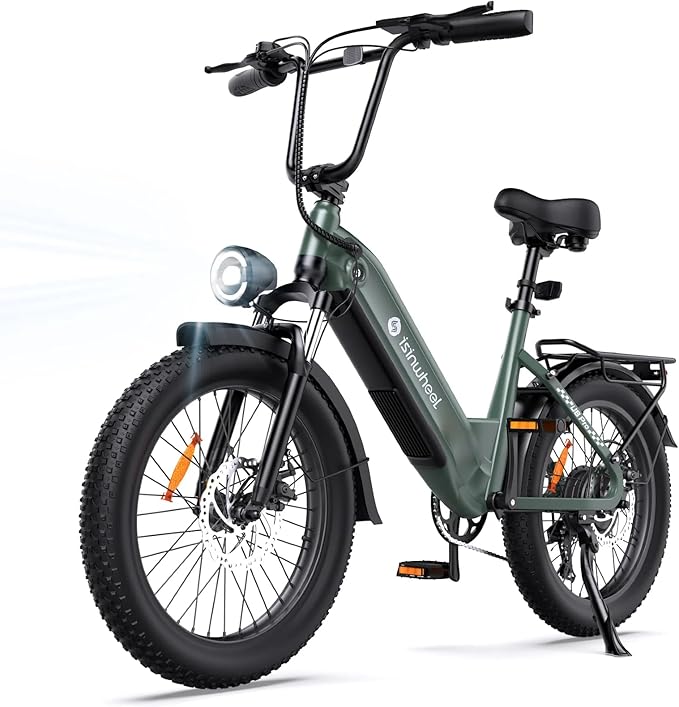 isinwheel U8 Pro Electric Bike for Adults,1500W Peak Motor Ebike,Max 28MPH 75-105Miles Range Electric Bicycle,48V 18AH Battery Commuting 20" Step Thru Fat Tire Ebikes for Adults,7 Speed Gearing