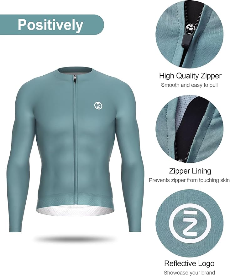 INBIKE Cycling Jersey Men, Long Sleeves Quick Dry Bike Shorts with Pockets, Moisture Wicking Bicycle Tops for Road Biking MTB