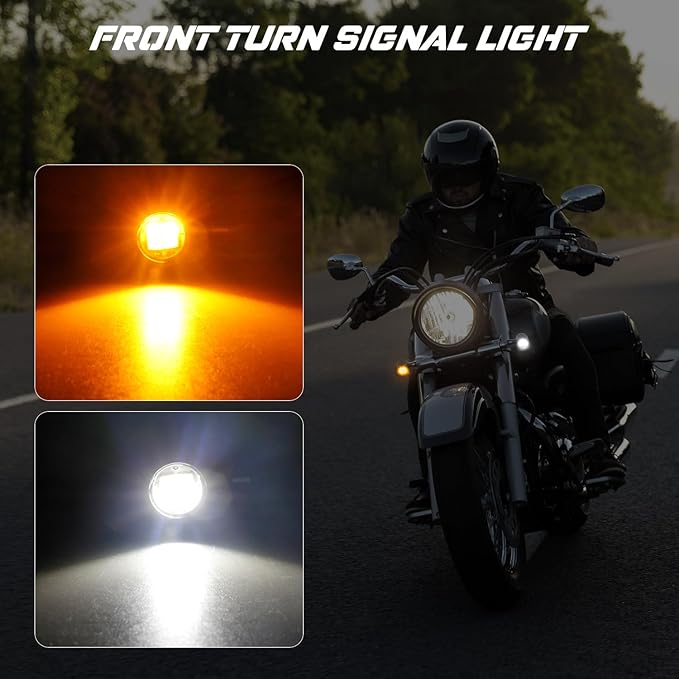 NTHREEAUTO Universal Motorcycle Turn Signals, Front Rear LED Turn Signal Lights Mini Blinkers Brake Tail Light Kit Compatible with Harley Davidson Honda Suzuki Triumph Yamaha - 4 PCS