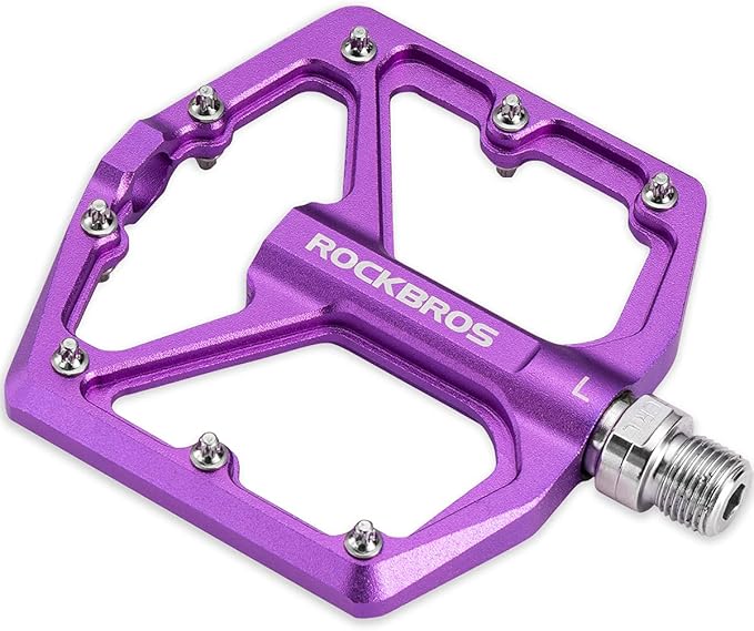 ROCKBROS Mountain Bike Pedals MTB Pedals Bicycle Flat Pedals Aluminum 9/16" Sealed Bearing Lightweight Platform for Road Mountain BMX MTB Bike