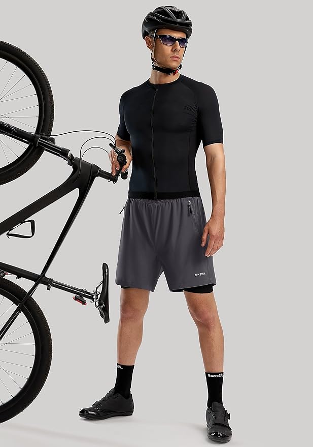 Bikewa Men's Mountain Bike Shorts 3D Padded Loose-fit Riding Biking Cycling Bicycle Biker Shorts for Men Zipper Pockets