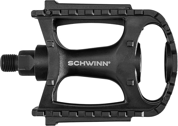 Schwinn Basic Composite Bike Pedals, Black, Set of 2, Lightweight, with Reflectors, Fits 1/2" or 9/16" Cranks, Molded Surface Pegs for Grip, Easy Installation, Replacement Bike Pedals