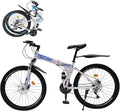 TFCFL 26" Folding City Bike Bicycle, 21-Speed Folding Bicycle for Adult, Camping Bicycle, Height Adjustable Folding Bike,with Mudguard, Mountain Bicycle for Roadways, Mountains, Racing, Blue&White