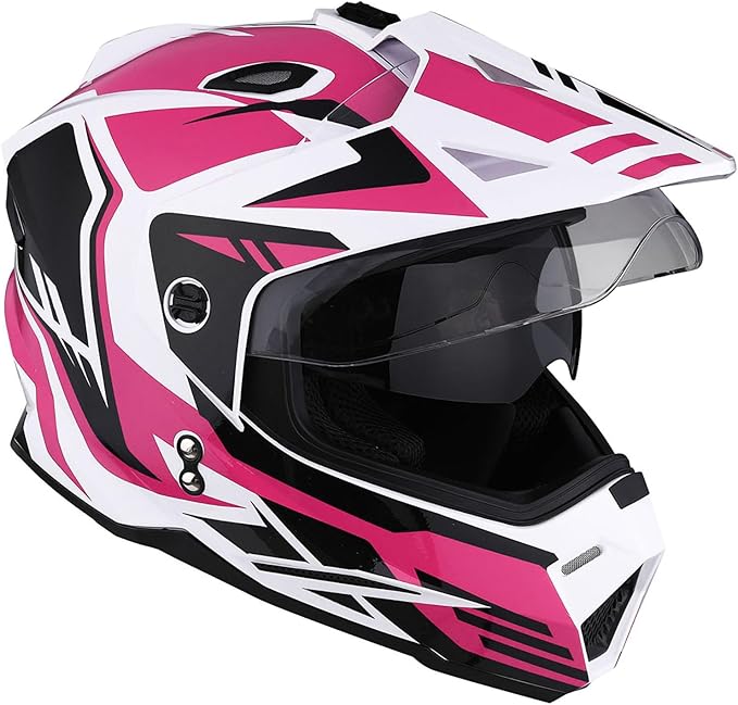 1Storm Youth Kids Dual Sport Dual Visor Motorcycle Motocross Off Road Full Face Helmet Matt Black