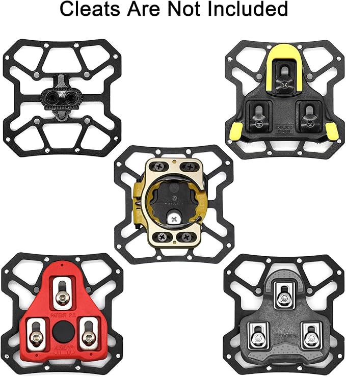 Thinvik Bike Clipless Pedal Platform Adapters Compatible with Shimano SPD-SL/SPD,Look Keo/Delta,Peloton Bike Pedals and Cleats,Clipless Pedals Convert to Flat Pedals - CNC Aluminum Alloy