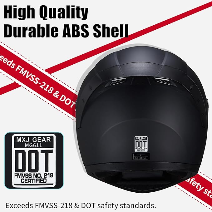 Full Face Motorcycle Helmet,Helmets for Adults Motorcycle, MG611 Motorbike Racing Street Bike Helmets with Black Visor for Men Women,DOT Approved (Matte Black-Sliver+ Mask, XL)