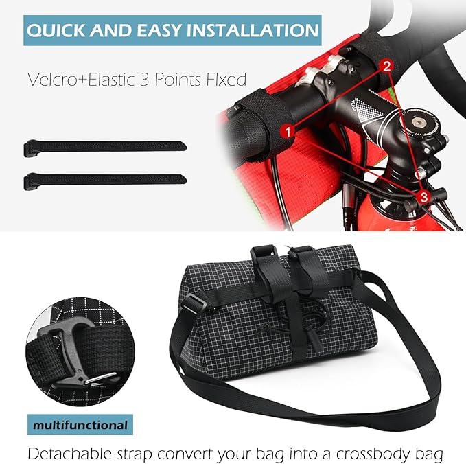 Bike Handlebar Bag, Bicycle Front Bag, Kids Handle Bar Bag, Storage Bag with Shoulder Strap for Men Women Kids Outdoor Road MTB Cycling