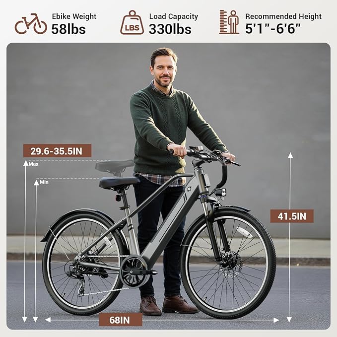 750W Electric Bike for Adults, 40Miles Long Range Removable Battery, 26" E Mountain Bike for Men/Women, Adult E-Bike, 25 MPH Ebikes for City Commute & Off-Road Riding, UL Certified