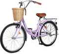 Betterland Beach Cruiser Bike for Women, 24/26 inch Hybrid Bike with Adjustable Seat, Womens Bike with Front Basket and Dual V-Brake, Step Through Comfort Bicycle for City Commuter