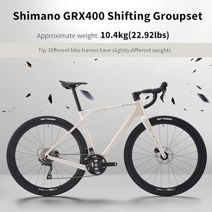 SAVADECK Carbon Gravel Bike - T800 Carbon Frame & Fork, Shimano GRX400 20-Speed Groupset, Hydraulic Disc Brakes, 700C x 40mm Tires - Lightweight Design for Road & Off-Road Adventures
