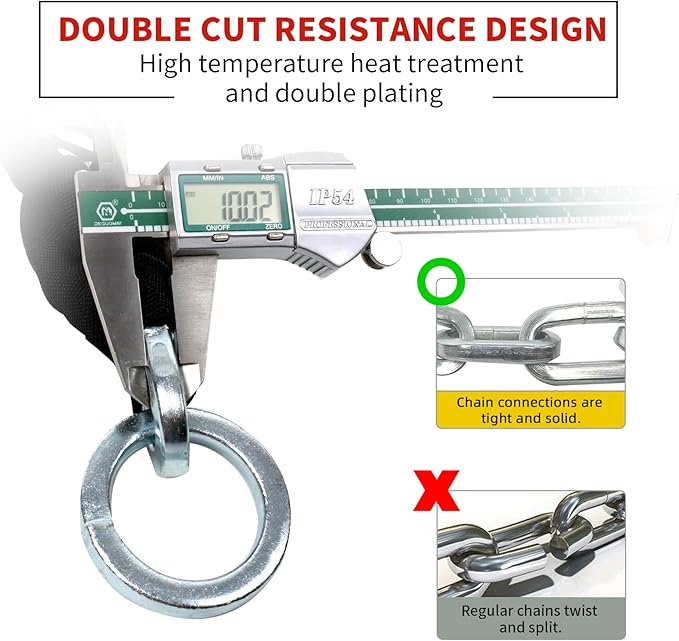 AKM Anti-Theft Bike Lock 3foot/90cm Long Heavy Duty Chain Lock Durable 10mm Thick Chains with 4 Keys Security 16mm U Lock for Bicycle,Scooter,Moped,Motorcycle,Gates
