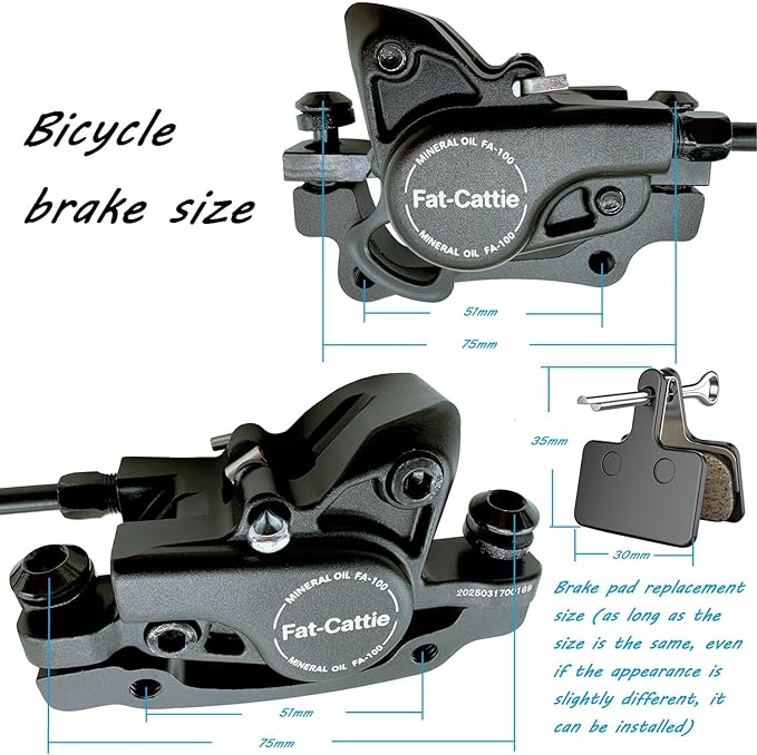 Bike Hydraulic Disc Brake Set with 160mm Rotors,For Mountain Bike e-Bike Fat Bike Road Bike(Right Front Brake& Left Back Brake)(Black)