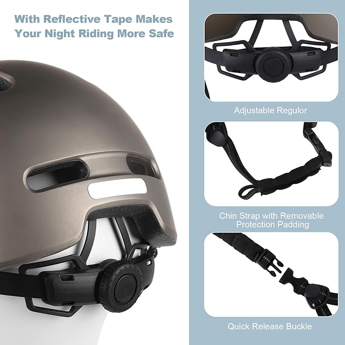 Shinmax Bike Helmet - Lightweight Adjustable Baseball Cap Style Cycling Helmet with Long Visor, Reflective Strip, for Urban Commuter, Mountain & Road Biking