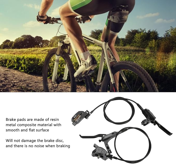 Mountain Bike Hydraulic Disc Brake Set, 4 Piston Front Rear Brake with Screw and Olive Head, Oil Needle, Mounting Column for Most Bikes