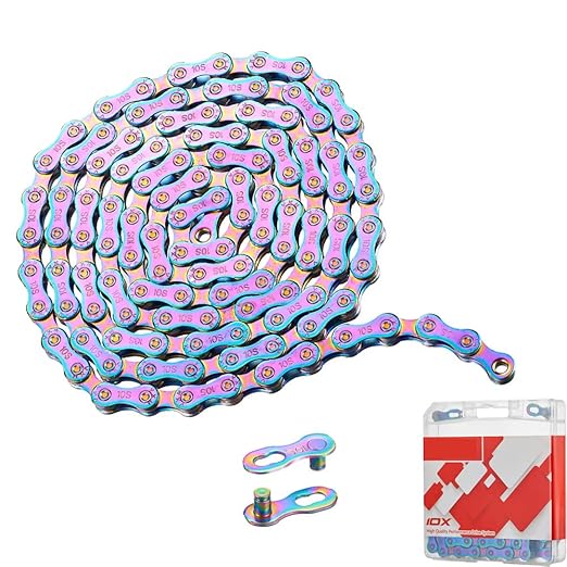 10 Speed Bike Chain Rainbow Chain for Bike 1/2" x11/128 116 Links Lightweight Bicycle Chain，Bike Chains MTN BTX MTB Mountain Bike Road Bicycle Chain