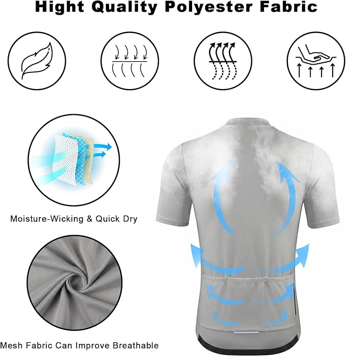 Cycling Jersey Men Bicycle Shirt Short and Long Sleeve MTB Road Biking Jersey with Pockets