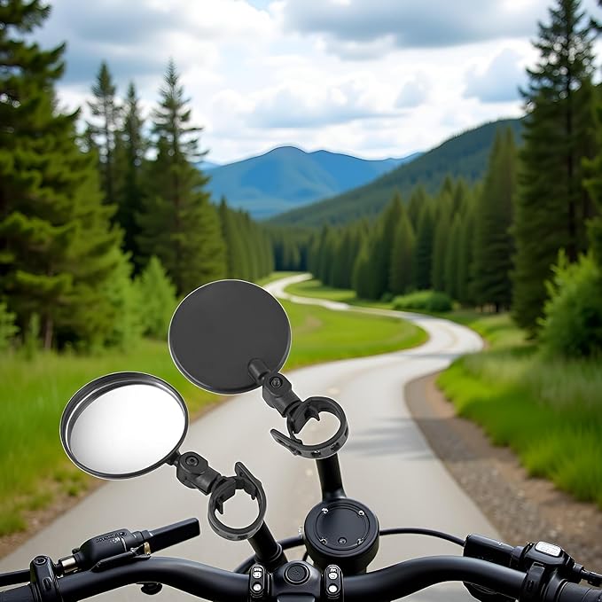 2Pcs Black Adjustable Rear View Mirror for Bikes, Universal Rearview Mirror for Handlebars, Wide Angle Acrylic Convex Mirrors for Safe Adult Bikes/Road/Mountain Bike Accessories