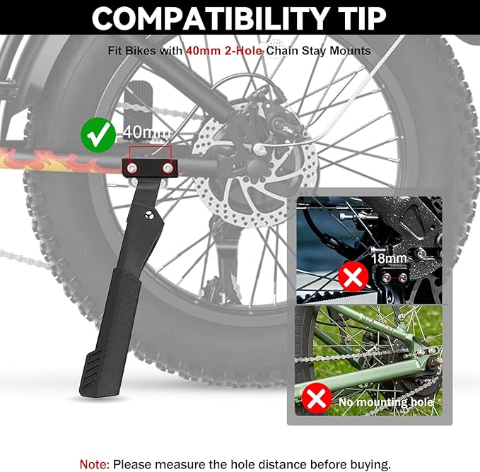 Bike Kickstand Heavy Duty Rear Mount Kick Stand for 40mm 20-26 Inch Aluminum Kickstand for Adult Kids Bike Mountain Bike Ebike Mini Bike Electric Dirt Bike MTB Carbon Fiber Style