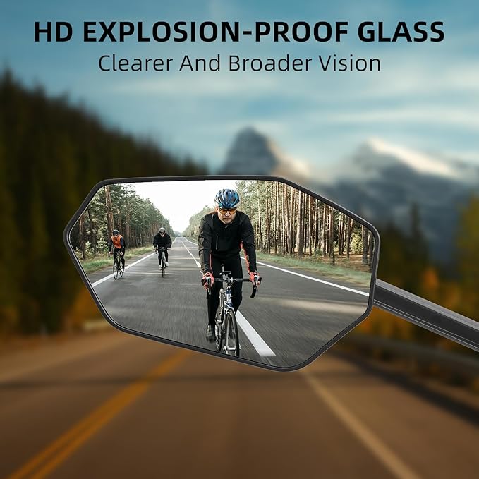 ROCKBROS Bike Mirror 360°Adjustable Bike Mirror for Handlebars HD Glass Lens Anti-glare Rotatable Bar End Rear View Mirror for Bike Ebike Motorcycle (Nylon - Left)