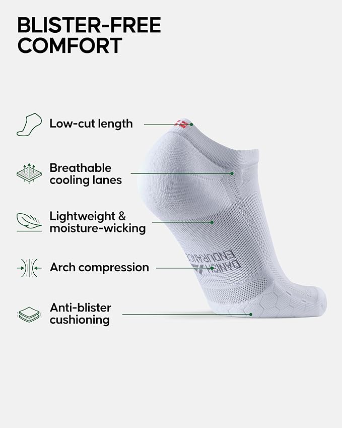 DANISH ENDURANCE Cycling Socks, Ankle Length, Breathable, Cushioned, Biking Socks for Men & Women, 3 Pack
