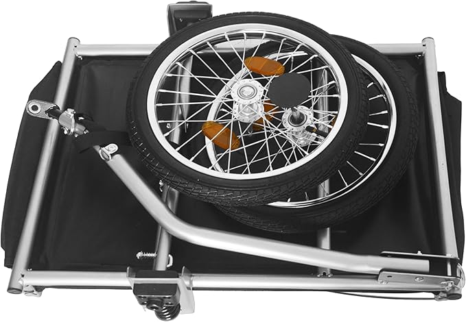 Heavy-Duty Bike Cargo Trailer with Removable Waterproof Cover – 88 lbs Capacity, 16" All-Terrain Wheels & Foldable Design for Camping, Groceries, Hauling Essentials, Black+Red