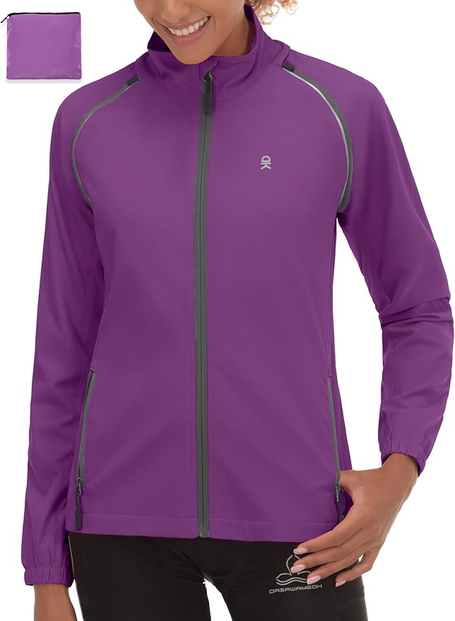 Little Donkey Andy Women's Lightweight Waterproof Cycling Jacket with Removable Sleeves for Biking Running Golf