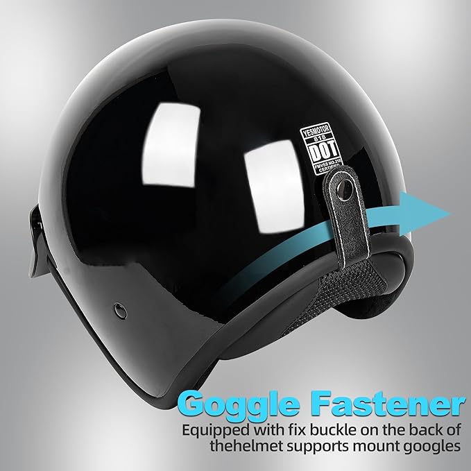3/4 Open Face Retro Motorcycle Helmet Vintage Helmet for Motorbike Casco, Moped, Cruiser, Bobber, and Chopper - DOT Approved(Light Black , XL)