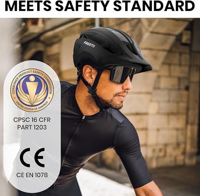 Favoto Mountain Bike Helmet Adult - Lightweight CPSC Certified with Reinforced Spine and Detachable Visor, MTB Road Bicycle Helmet, Adjustable 59-61cm Men Women