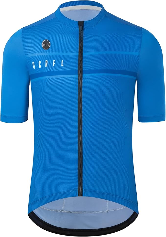 GCRFL Cycling Jersey Men Shorts Sleeves Road Bike Jersey Bicycle Tops Shirt, Zipper Pocket UPF 50+ Lightweight PRO Race Fit