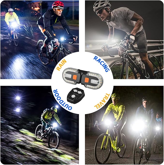 Bike Turn Signals, Bicycle Turn Signals Back with Wireless Remote Control, Rechargeable LED Rear Bike Light, IPX44 Waterproof Bike Safety Light for Night